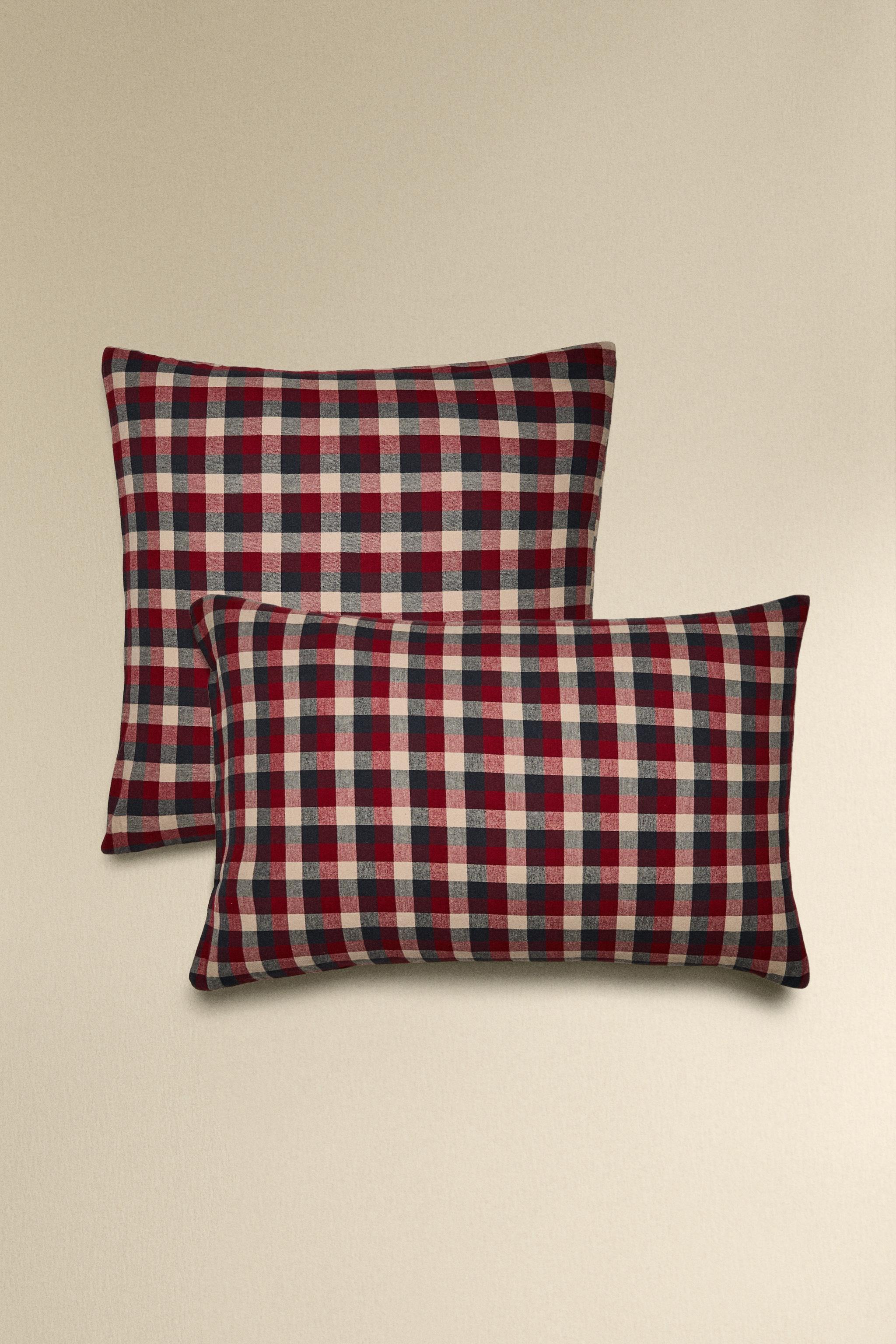 CHRISTMAS TARTAN CHECK COTTON FLANNEL PILLOWCASE